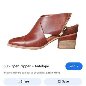 Antelope Women's Cognac Leather Mules with Zipper - NWOT